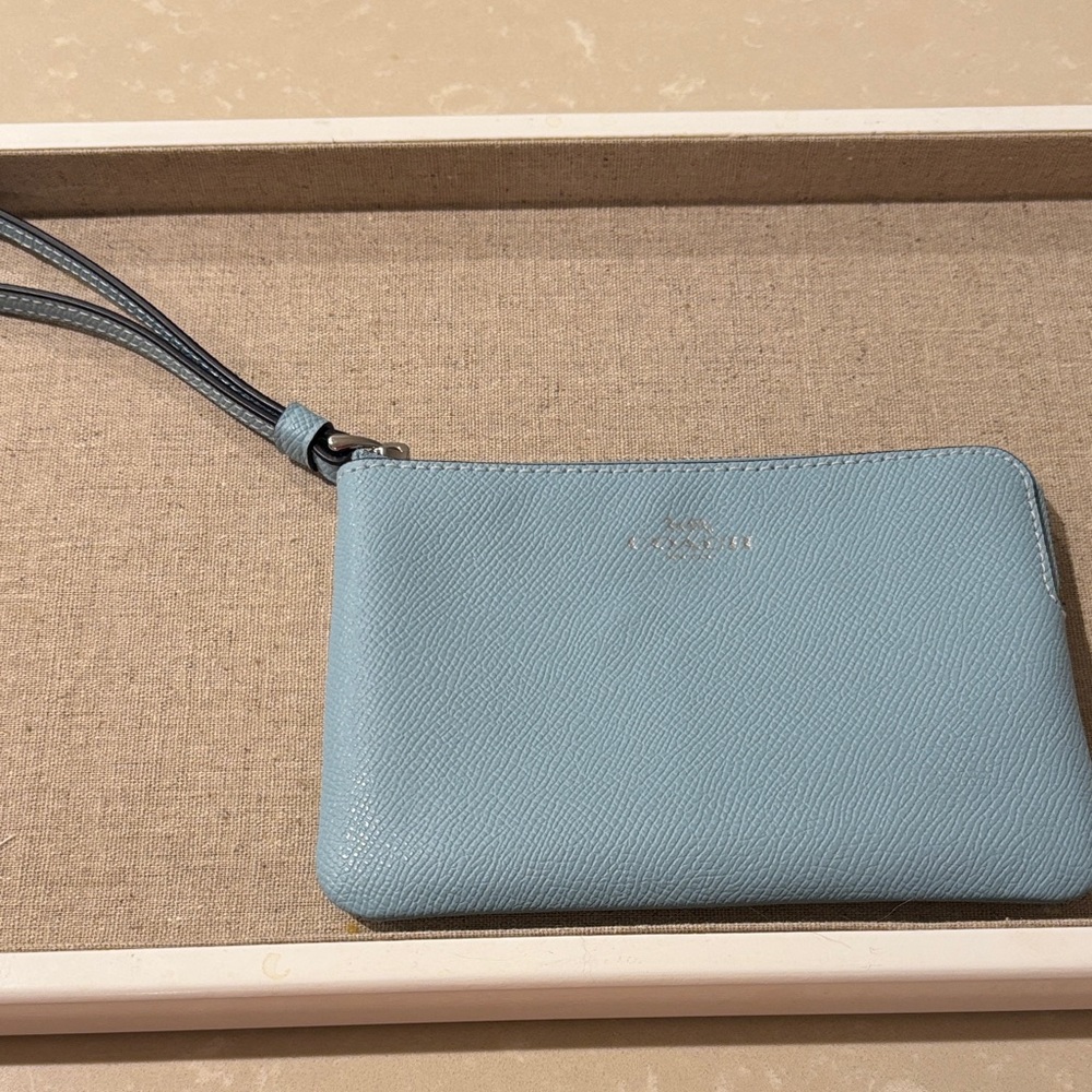 Coach Light Blue Leather Wristlet